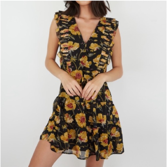 PAIGE Dresses & Skirts - Paige Barbarella Poppy Tumeric Ruffled Mini Dress